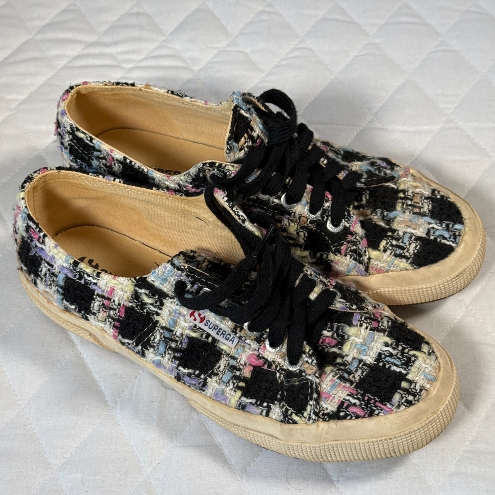Superga 2750 Style Tweed Multicolor Low Top Sneakers Women's‎ US 8 Lace Up